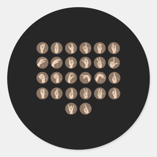 Sticker Rond Interprète de la langue des signes Asl Sensibilisa (Devant)