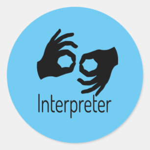 Sticker Rond Interprète du langage des signes