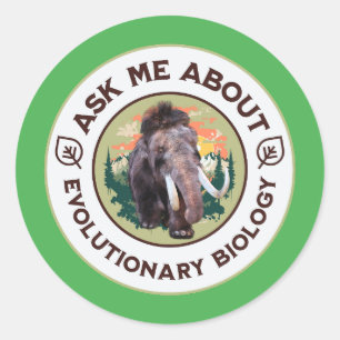 Sticker Rond Interrogez-moi sur la biologie évolutive Mammouth