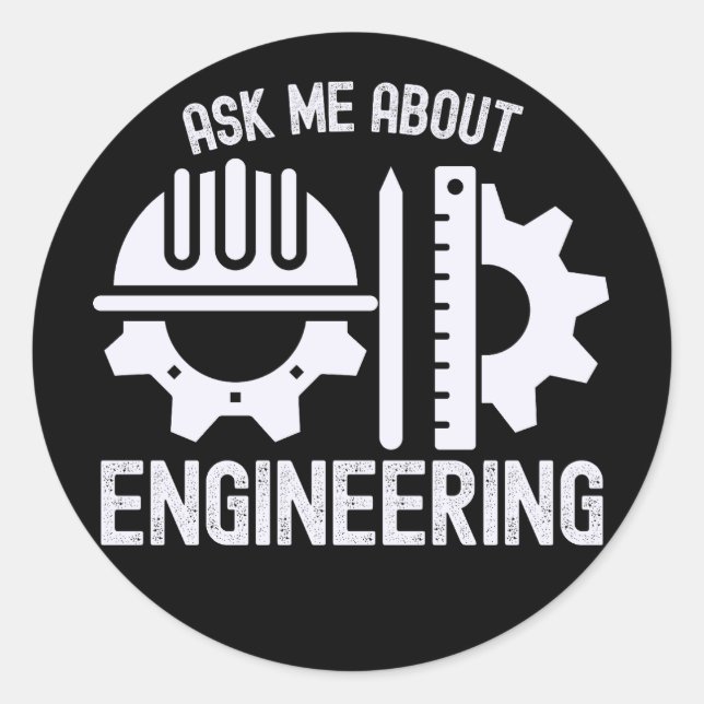 Sticker Rond Interrogez-moi sur l'ingénierie (Devant)