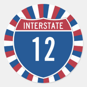 Sticker Rond Interstate 12