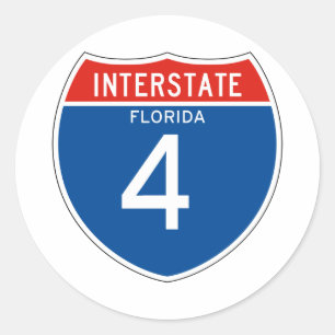 Sticker Rond Interstate Sign 4 - Floride