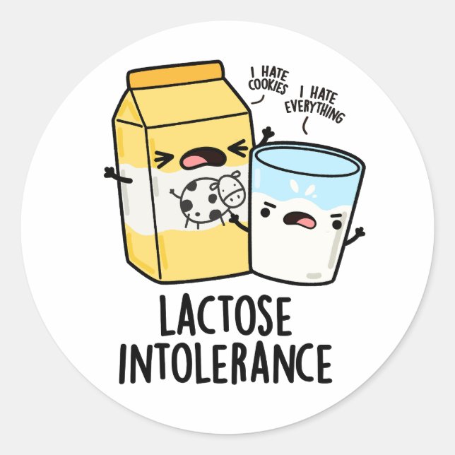 Sticker Rond Intolérance au lactose Funny Milk Pun (Devant)