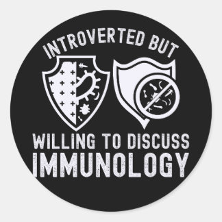 Sticker Rond Introverti mais prêt à discuter de l'immunologie