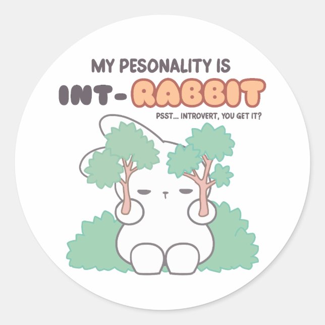 Sticker Rond Introverti par la nature : La personnalité INT-RAB (Devant)