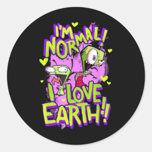 Sticker Rond Invader Zim Im Normal I Love Jour des terres