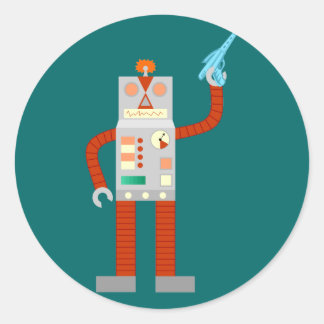 Sticker Rond Invasion de robots Raygun