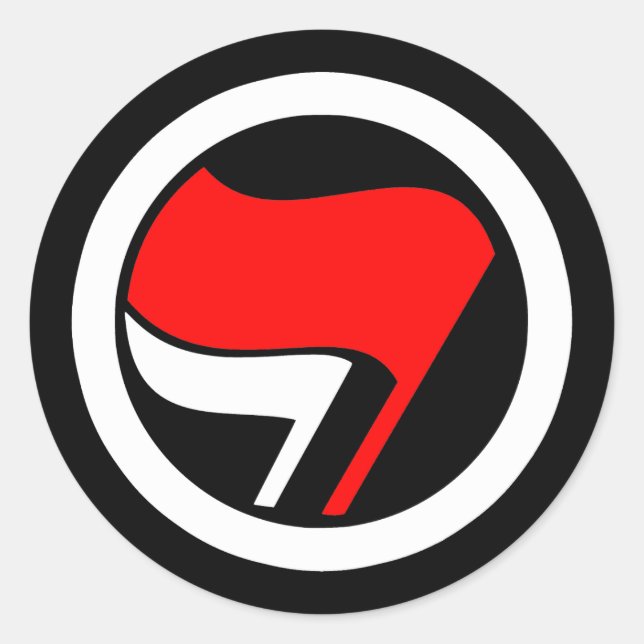 Sticker Rond Inverse du drapeau anti-fascisme (Devant)