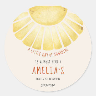 Sticker Rond Invitation à la Baby Shower Notre Petit Rayon de S
