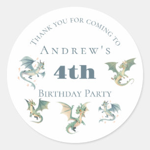 Sticker Rond Invitation à la fête d'anniversaire des garçons Dr