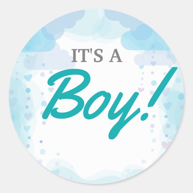 Sticker Rond Invitation à une Baby Shower Éléphant, Baby Shower (Devant)