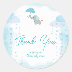 Sticker Rond Invitation à une fête de bébé éléphant, Fête de bé