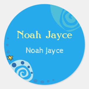 Sticker Rond Invitation Bat mitzvah du bar NOAH'S WAVES