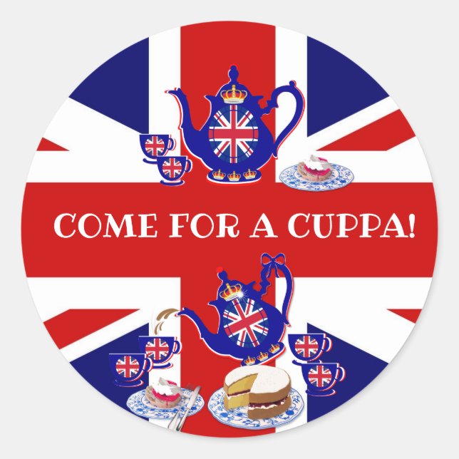 Sticker Rond Invitation britannique Teatime (Devant)