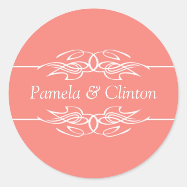 Sticker Rond Invitation customisée Coral rose (Devant)