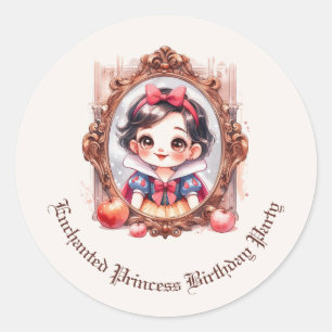 Sticker Rond Invitation d'anniversaire de princesse enchantée S