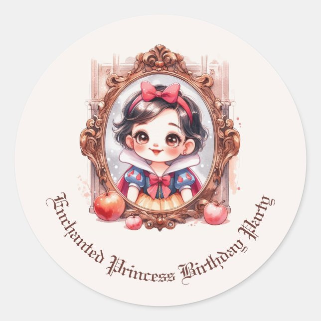 Sticker Rond Invitation d'anniversaire de princesse enchantée S (Devant)