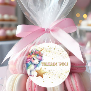 Sticker Rond Invitation d'anniversaire licorne arc-en-ciel pail