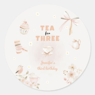 Sticker Rond Invitation d'anniversaire pour filles : Thé pour t