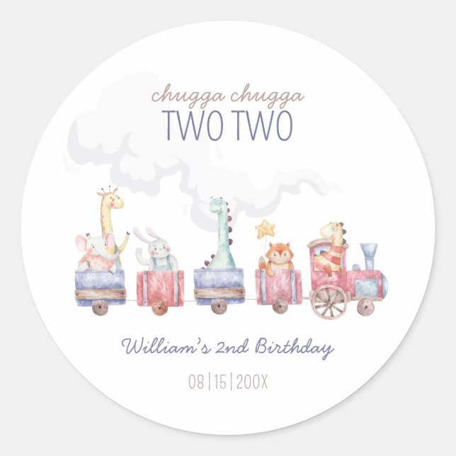 Sticker Rond Invitation d'anniversaire "Tous à bord du train jo (Devant)