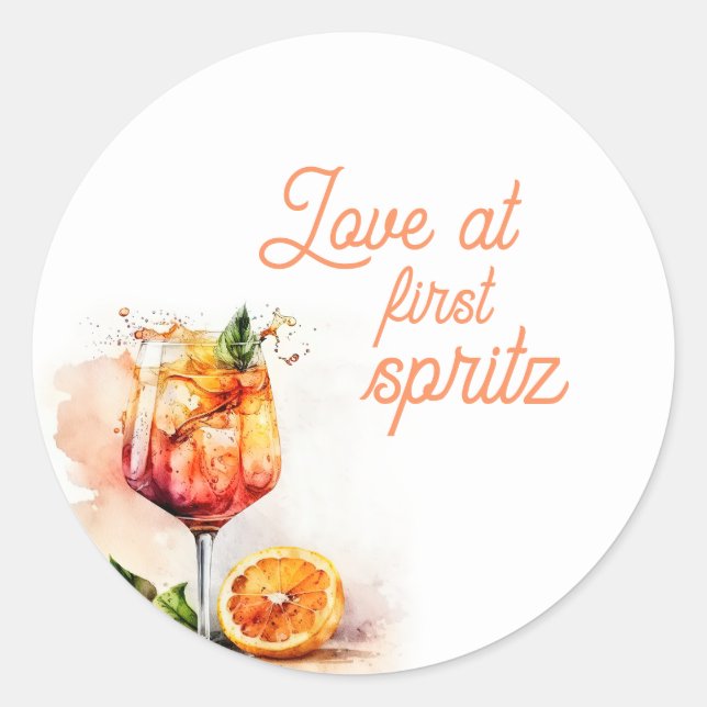 Sticker Rond Invitation de douche de mariée Love at First Sprit (Devant)