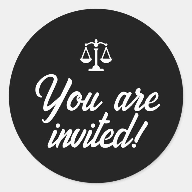 Sticker Rond Invitation de la partie de l'école de droit (Devant)