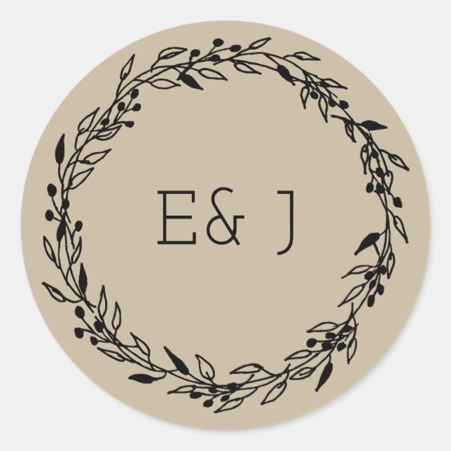 Sticker Rond Invitation de mariage personnalisée Sceau Kraft ma (Devant)