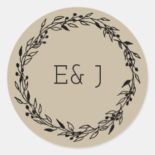 Sticker Rond Invitation de mariage personnalisée Sceau Kraft ma