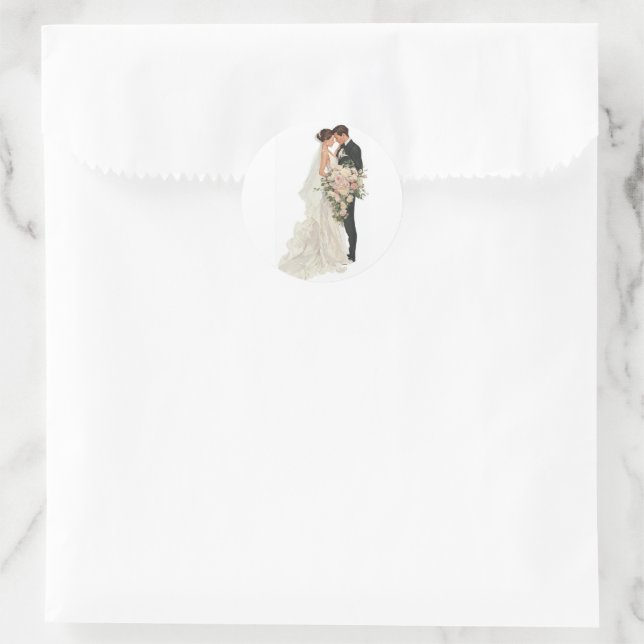Sticker Rond Invitation de Nikah musulmane modifiable - Blanc R (Sac)