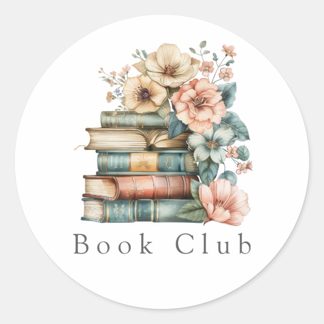 Sticker Rond Invitation Floral Book Club (Devant)