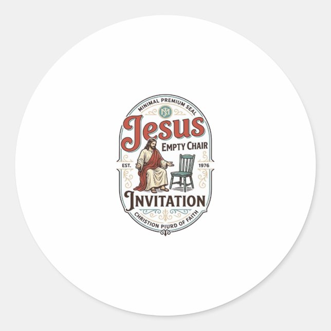 Sticker Rond Invitation Jésus Chaise Vide Invitation Jésus Chai (Devant)