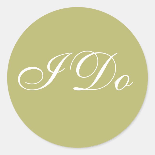 Sticker Rond Invitation Personnalisé Olive Green I Do Vows Mari (Devant)