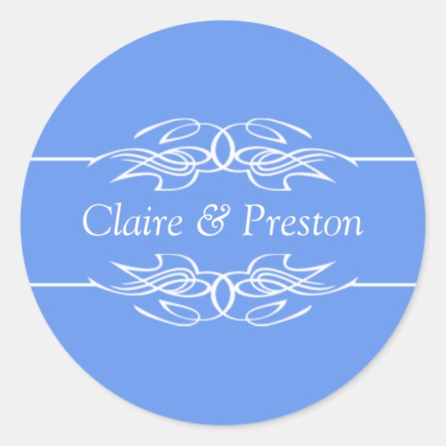 Sticker Rond Invitation personnalisée Cornflower Blue (Devant)