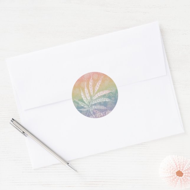 Sticker Rond Invitation personnalisée Pastel Rainbow feuille As (Enveloppe)