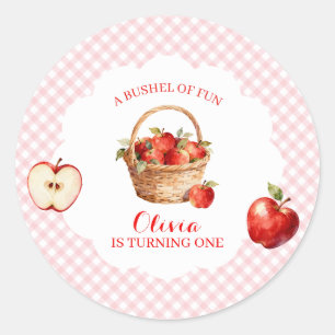 Sticker Rond Invitation pour le 1er anniversaire Apple Bushel o
