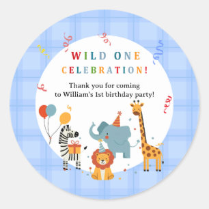 Sticker Rond Invitation pour le premier anniversaire de Wild On