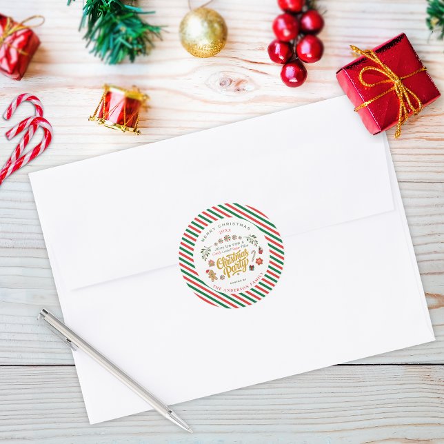 Sticker Rond Invitation pour une fête de Noël aux bonbons enrob (Créateur téléchargé)