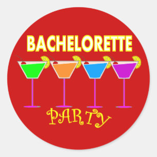 Sticker Rond Invitations de Bachelorette Party-Boissons multico