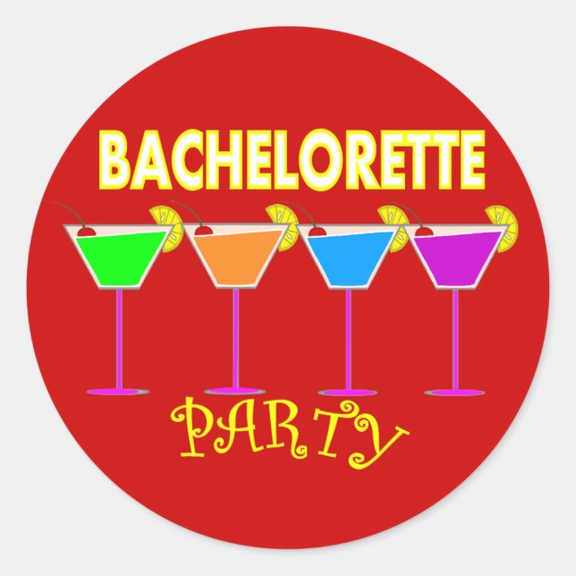 Sticker Rond Invitations de Bachelorette Party-Boissons multico (Devant)