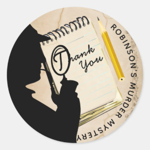 Sticker Rond Invitations vintage de la Fête Mystère de Meurtre