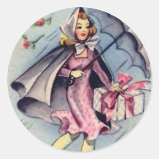 Sticker Rond Invité vintage Fête des mariées