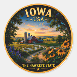 Sticker Rond Iowa Hawkeye State Campagne Fierté 🌻