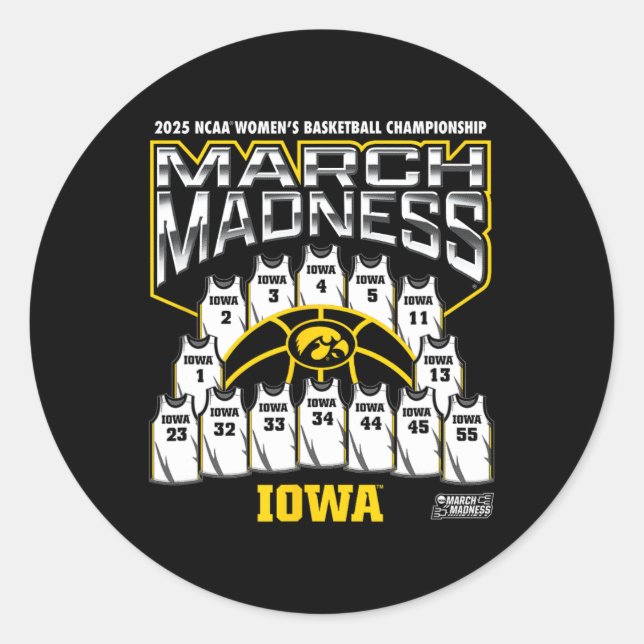 Sticker Rond Iowa March Madness 2025 Women's Sketll Nil  (Devant)