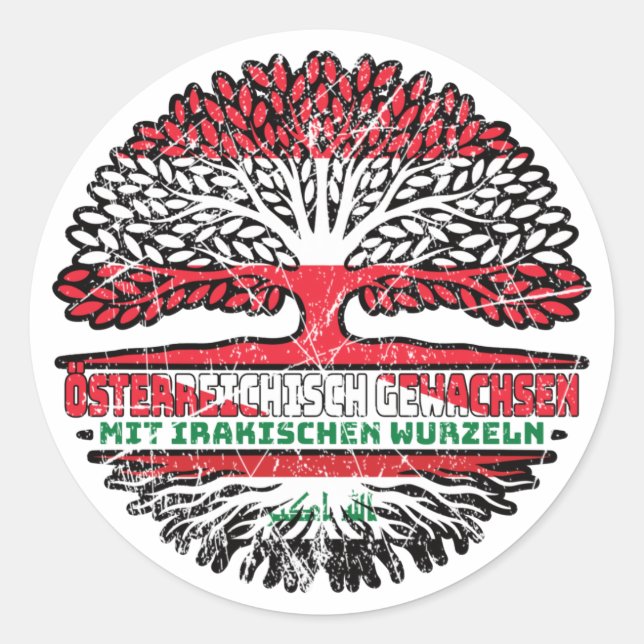 Sticker Rond Irak Autriche Irakien Arbre (Devant)