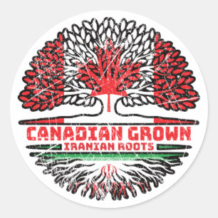 Sticker Rond Iran Canada - drapeau des racines de l'arbre