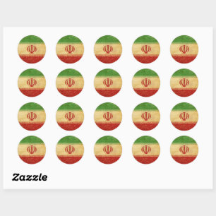 Sticker Rond Iran - Drapeau Vintage