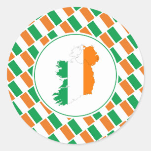 Sticker Rond IRELAND FLAG Irish Map Patriotique élégant