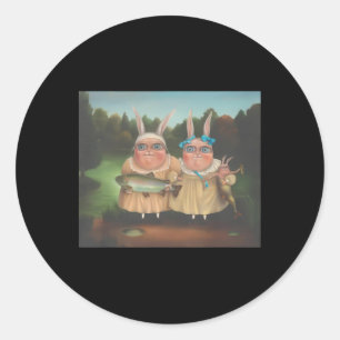 Sticker Rond Irena Aizen Lapins Mignon Lapin Amateur de Pâques