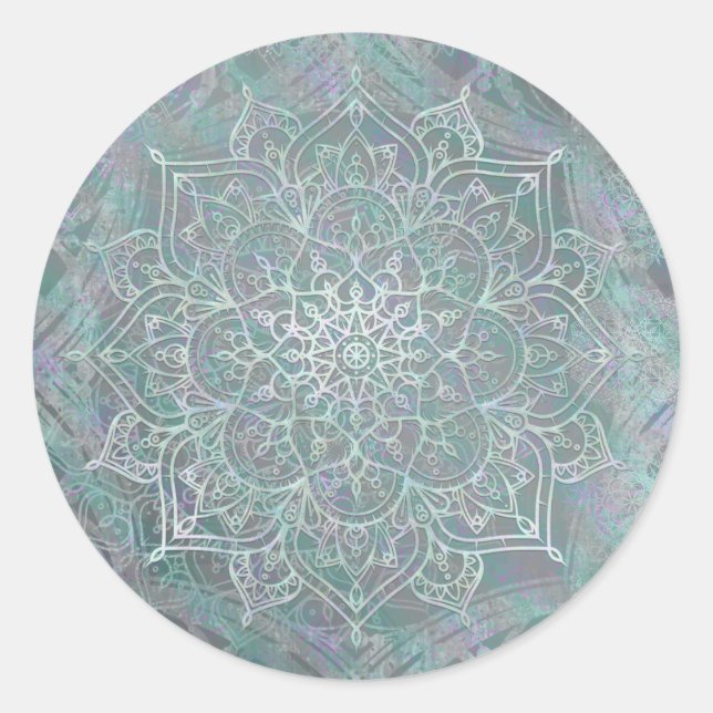 Sticker Rond Iridescent Shtoujours Mandala Boho Chic (Devant)