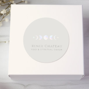 Sticker Rond Iridescente Lune Phase Yoga Coach Spirituel